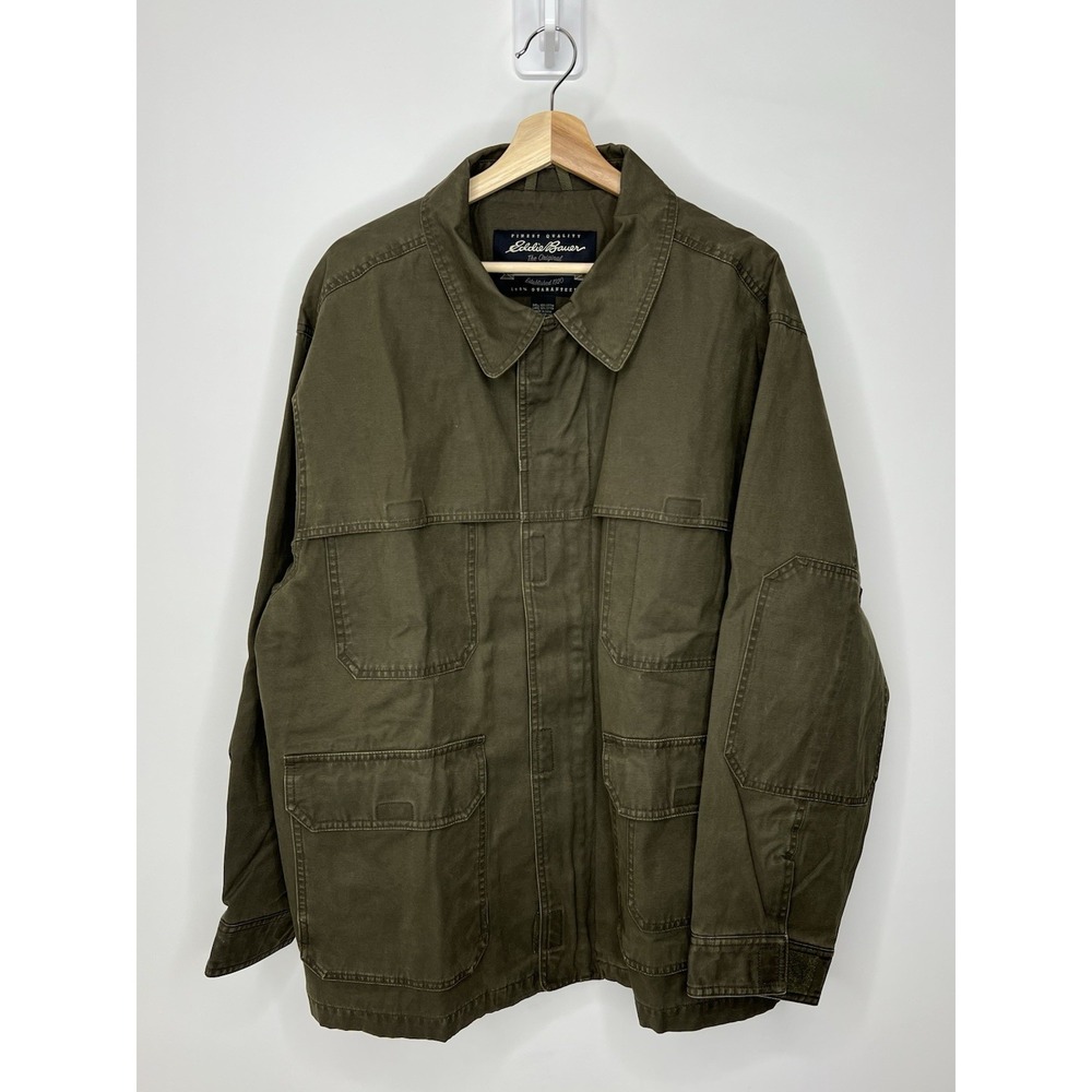 Eddie Bauer Chore Jacket Men Large Army Green Field Tested Utility Barn Coat VTG